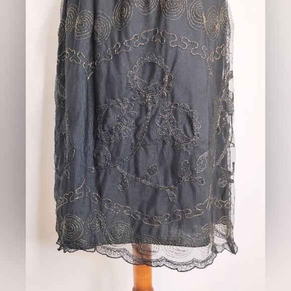 SHEER GOLD EMBROIDERED SKIRT - Picture 2 of 6